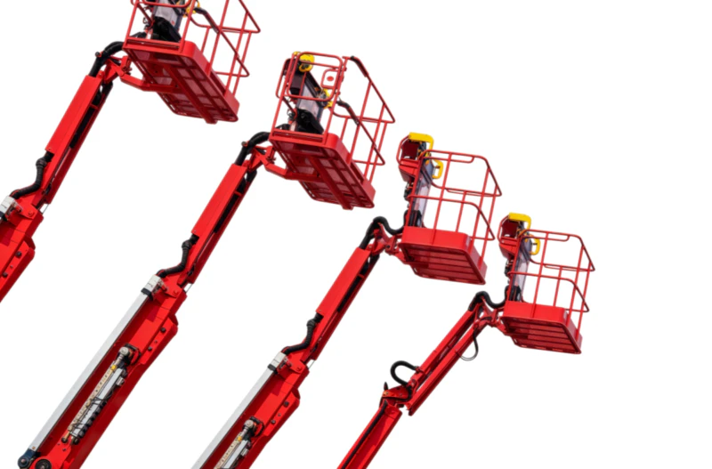 Articulating boom lift equipped with EPYY11112005 main boom angle cylinder lifting workers safely