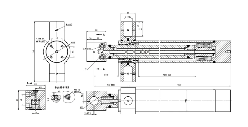 Engineering CAD drawing detailing the EPYY11112022 rack opening hydraulic cylinder geometry and trunnion mount