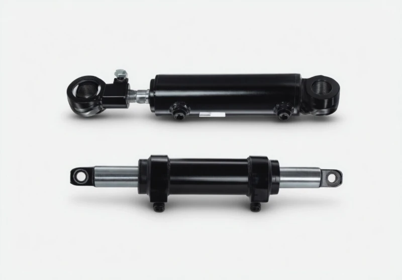 Detailed product profile of an EPYY high-durability forklift lift cylinder with induction-hardened rod and high-gloss epoxy coating
