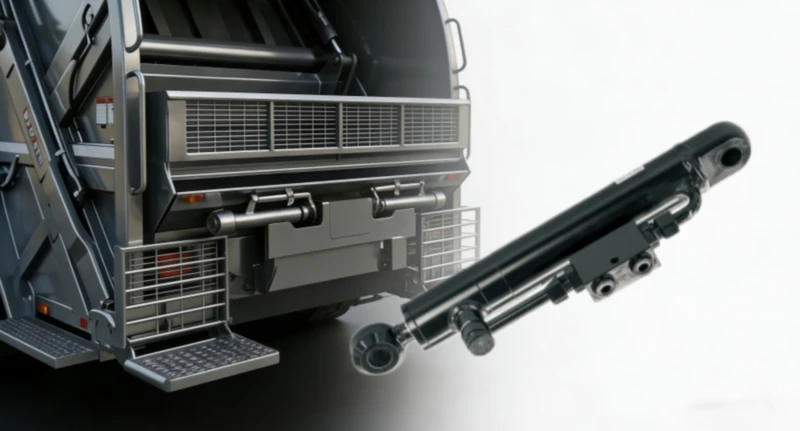 Industrial stationary waste compactor utilizing EP series environmental protection hydraulic cylinders for high-pressure compression and leak-proof sealing