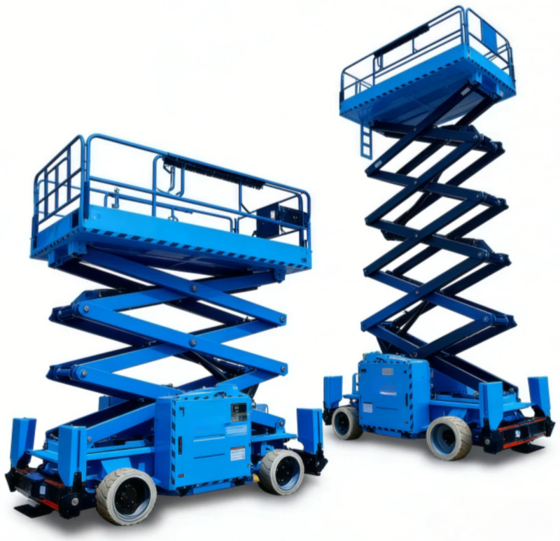 Heavy-duty lifting cylinders providing the primary vertical force for high-tonnage aerial work platforms in construction
