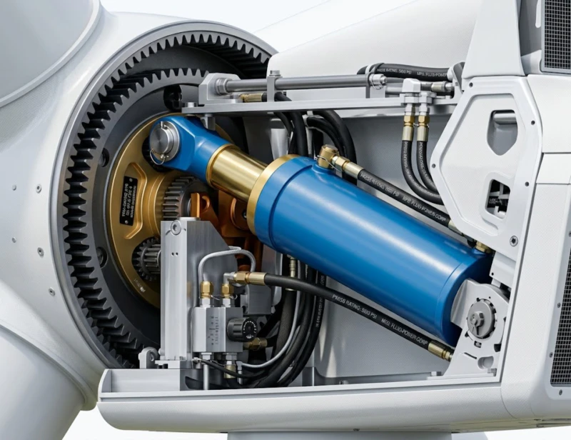 Large scale offshore wind power farm utilizing EPYY series specialized hydraulic cylinders for pitch and yaw control